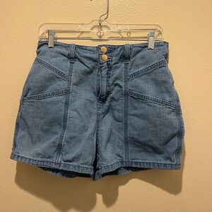 Universal Thread High-Waist Blue Denim Shorts with Double Button